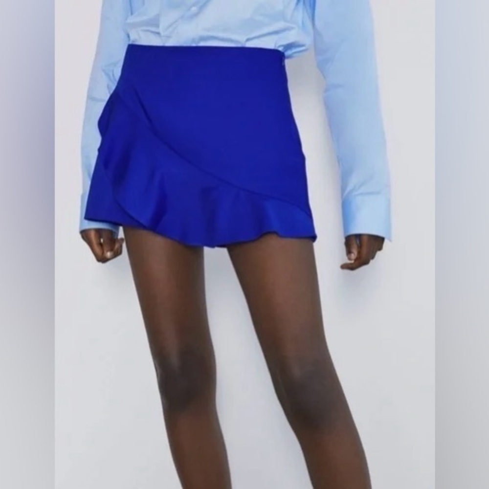 Zara Women’s Ruffle Mini Skort in Royal Blue Size M